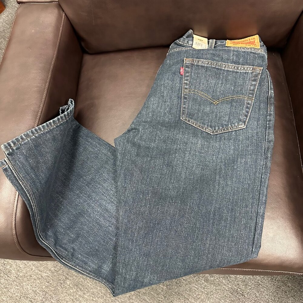 Levis Jeans Men' 40x32 Blue 527 Slim Bootcut Western Cowboy Rodeo Dark Denim NEW